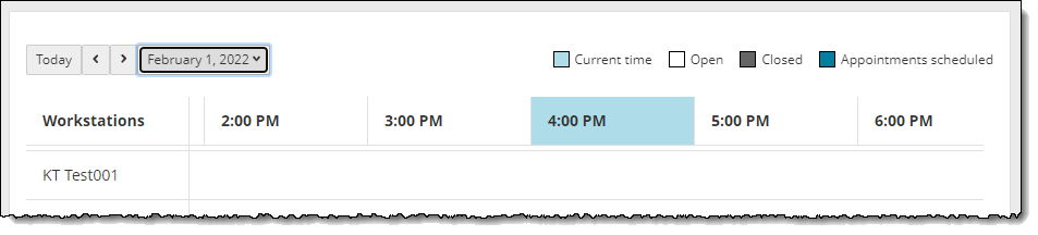 The current time is highlighted in light blue in the scheduling details.